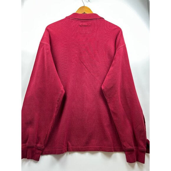 Duluth Trading Co Men's Burgundy Long Sleeve Cotton Polo Shirt Plus Size 2XL - Picture 2 of 6